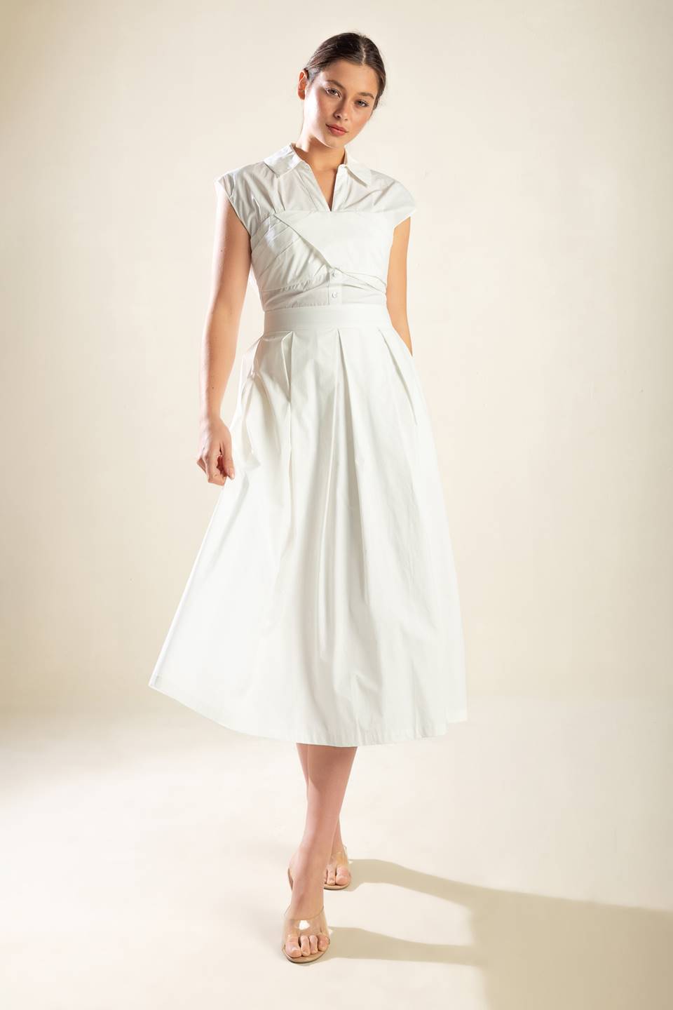 DREAMY IMPRESSION WOVEN MIDI DRESS Flying Tomato